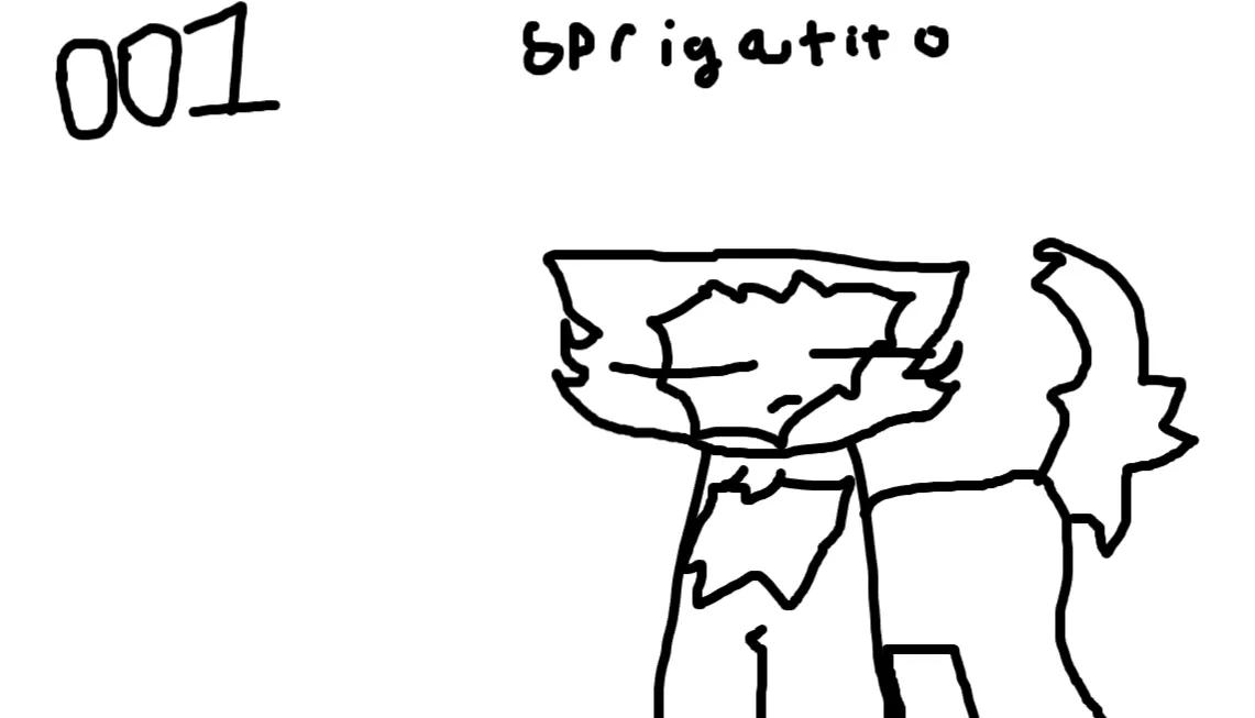 Animation: the Paldea Pokedex entry 1: Sprigatito (it slowly turns into alter ego trend)