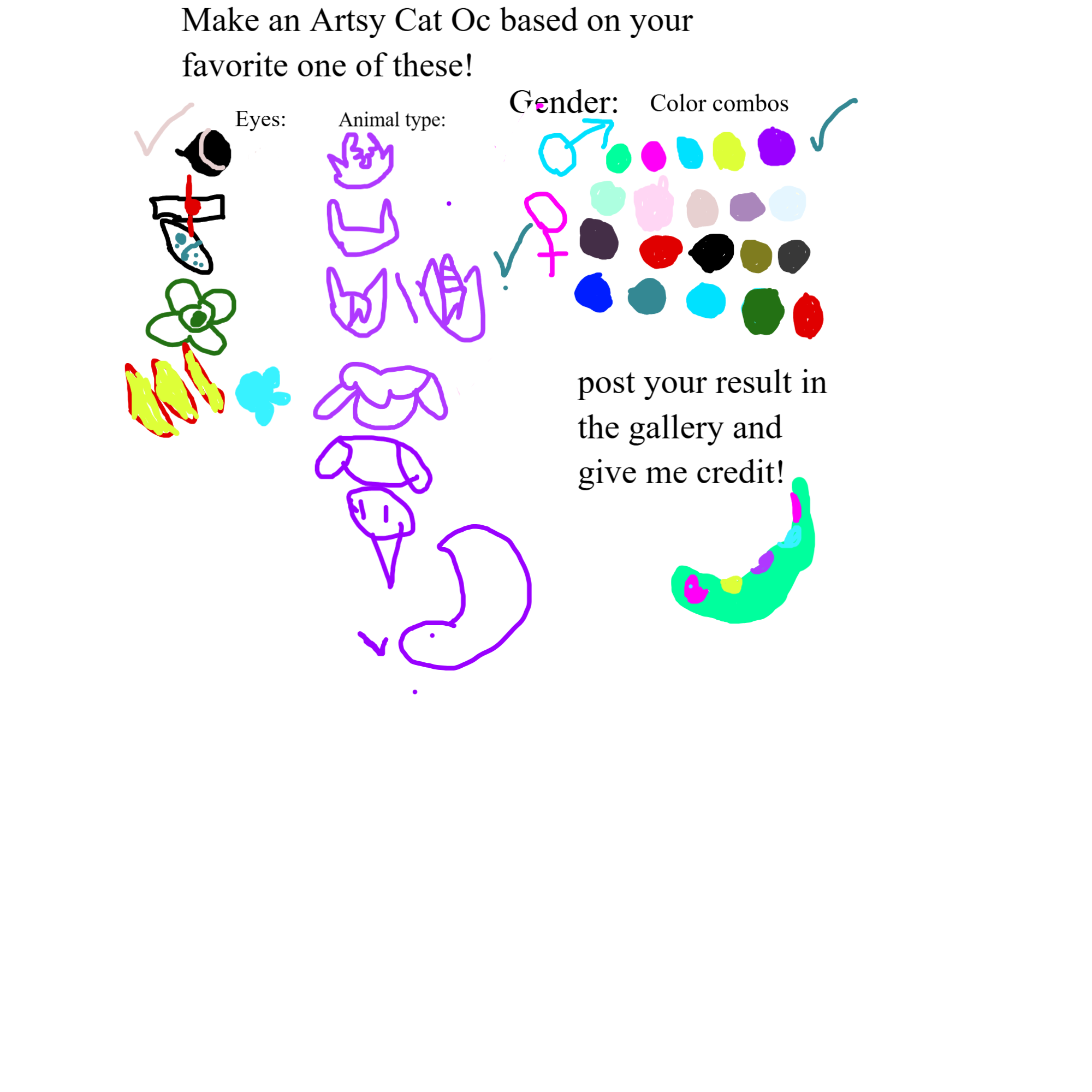 Make an Artsy Cat OC with these options