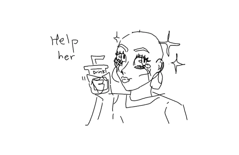 Bald girl.