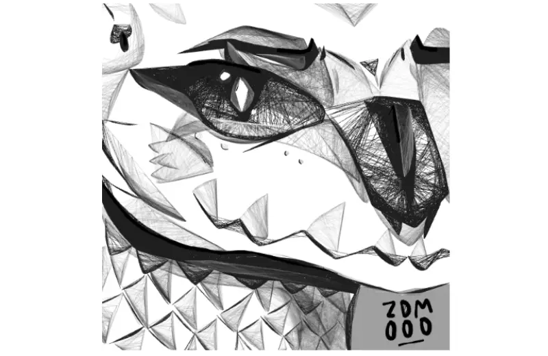 Drawing of Dragon face created on DrawIsland