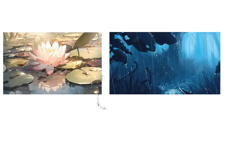 Drawing of lotus flower and spring rain logo created on DrawIsland