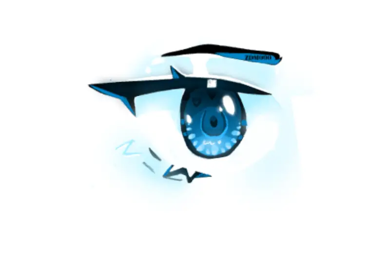 Drawing of Blue (anime?) eye created on DrawIsland