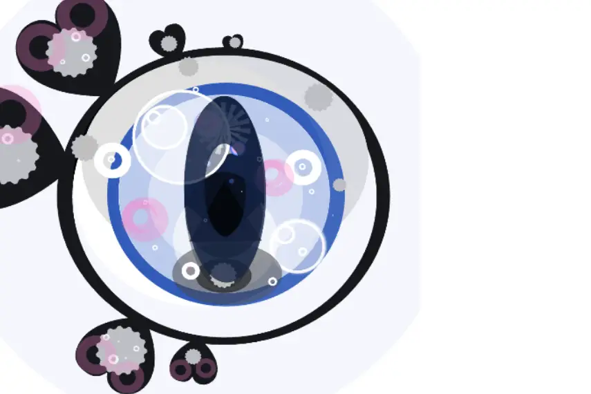 Eye with only shapes in sketchbook