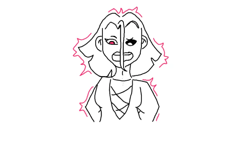 Drawing of The duo girl when she was younger created on DrawIsland