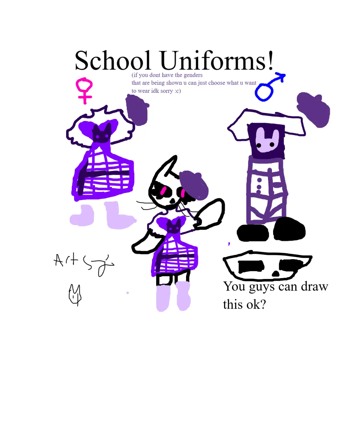 Drawing of OFFICIAL SCHOOL MEOWTFITS FOR MY ACADEMY created on DrawIsland