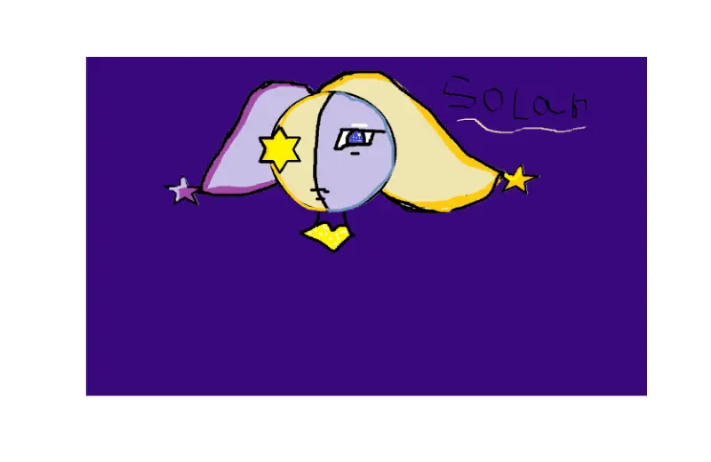 Drawing of solar my cosmic oc created on DrawIsland