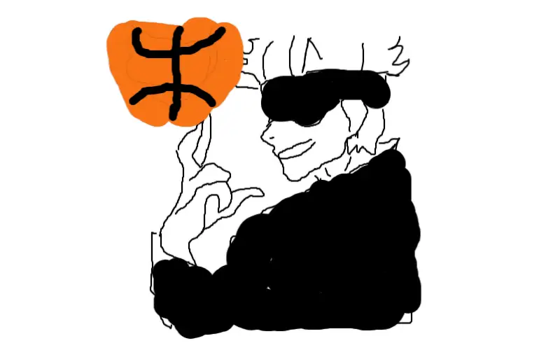 Drawing of gojo spinning baskeball created on DrawIsland
