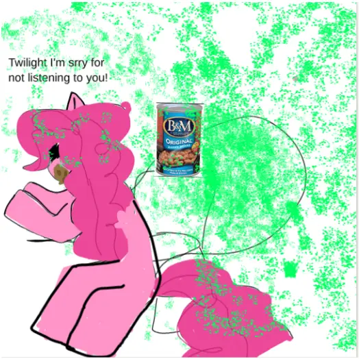 Pinkie pie eats beans. Twilight told her not too.