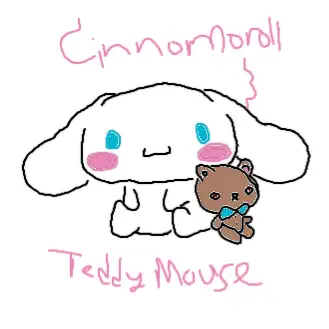 Drawing of Cinnamoroll and Teddy Mouse created on DrawIsland