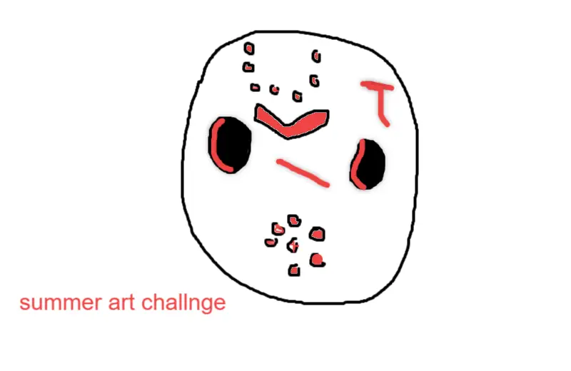 Drawing of jasons mask from ummm friday the 13th created on DrawIsland