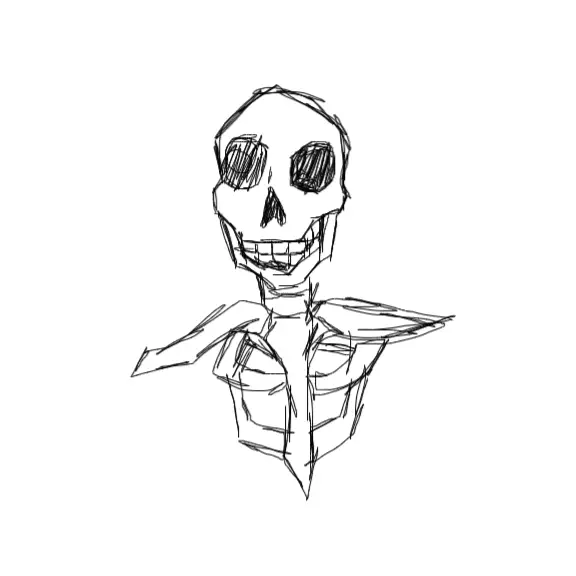 Drawing of Skelly doodle created on DrawIsland