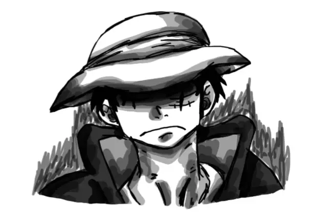 Drawing of Luffy created on DrawIsland