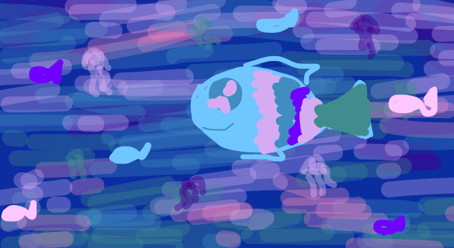 Drawing of Glowwy da fish created on DrawIsland