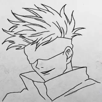Drawing of Gojo from Jujutsu Kaisen created on DrawIsland