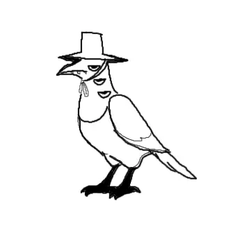 Drawing of Sussie the bird created on DrawIsland