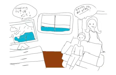 Drawing of political cartoon created on DrawIsland