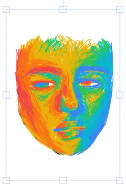Drawing of colorful face created on DrawIsland