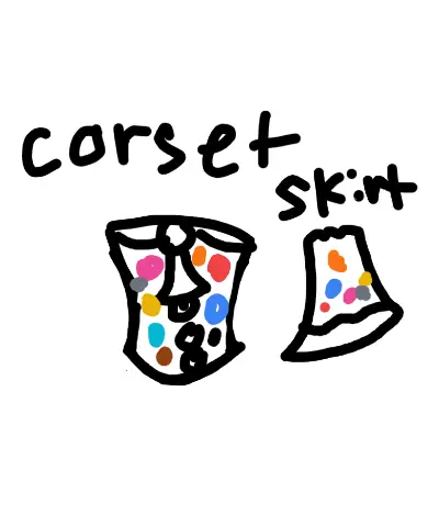 Drawing of Corset and skirt created on DrawIsland