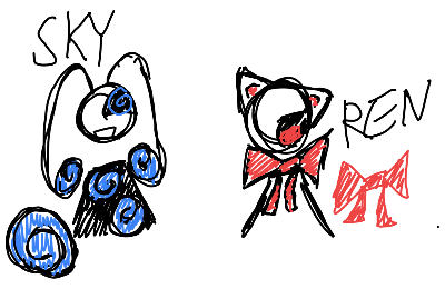 Drawing of SKY AND REN 👹👹👹 created on DrawIsland