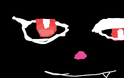 Drawing of art trade for arsty (black cat with red eyes) created on DrawIsland