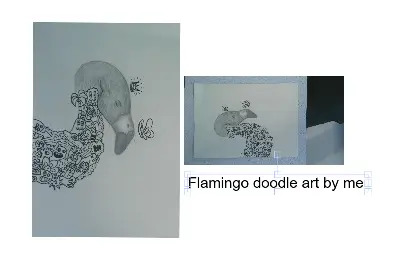 Flamingo doodle artwork.