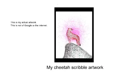 Cheetah scribble biro artwork
