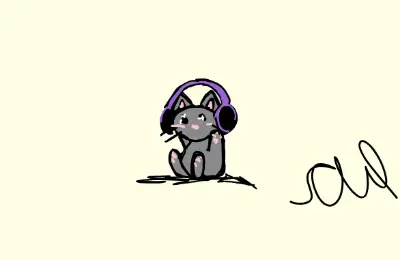 Drawing of MUSIC Kitty created on DrawIsland